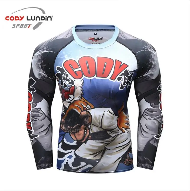 

3D codylundin compression shirt quick dry fitness shirt plat size T-shirt BJJ MMA Rash Guard fashion men's top