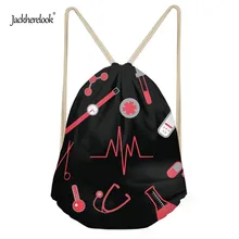 Jackherelook Nurse Heartbeat Women Mini Drawstring Bag Travel Ladies Yoga Gym Backpack Travel Cinch Sack Girls Storage Cloth Bag