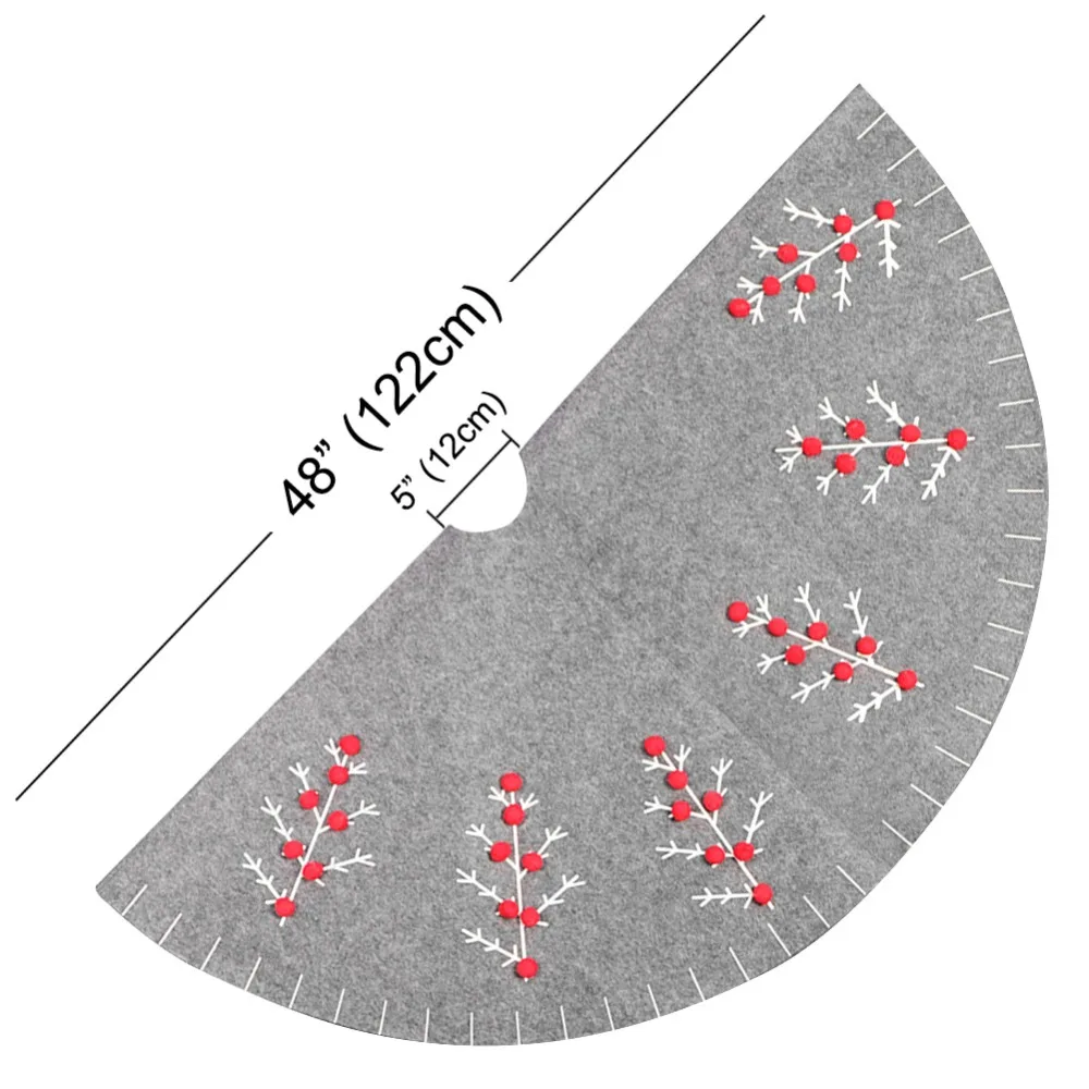 OurWarm 48 дюймов фетровая аппликация Рождественская елка юбка комплект круглая серая Рождественская елка юбка Новогодняя Рождественская вечеринка украшения