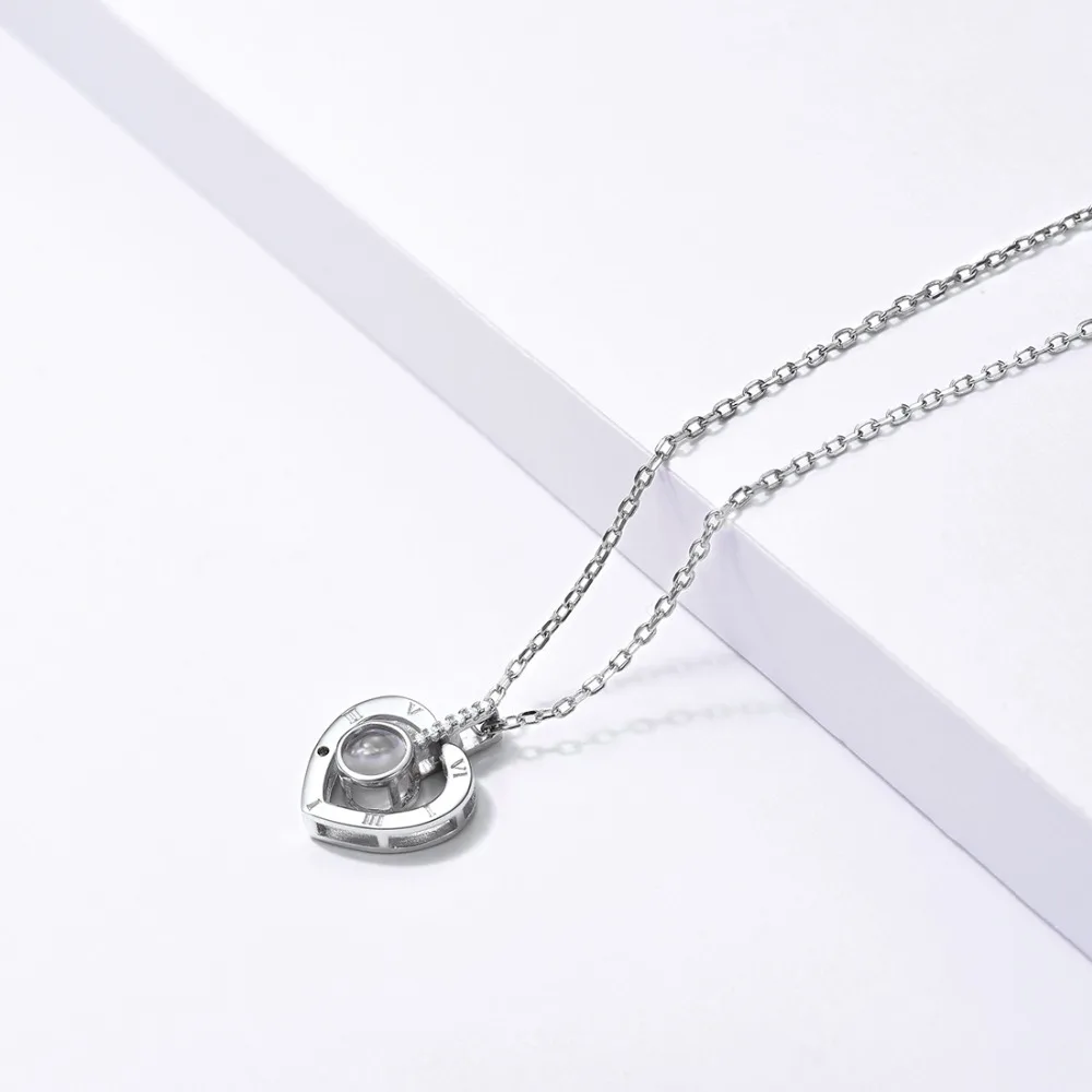 U7 925 пробы Серебряное женское ожерелье с нано гравировкой I LOVE YOU на 100 языках Индивидуальные ювелирные изделия на День Матери подарки SC25