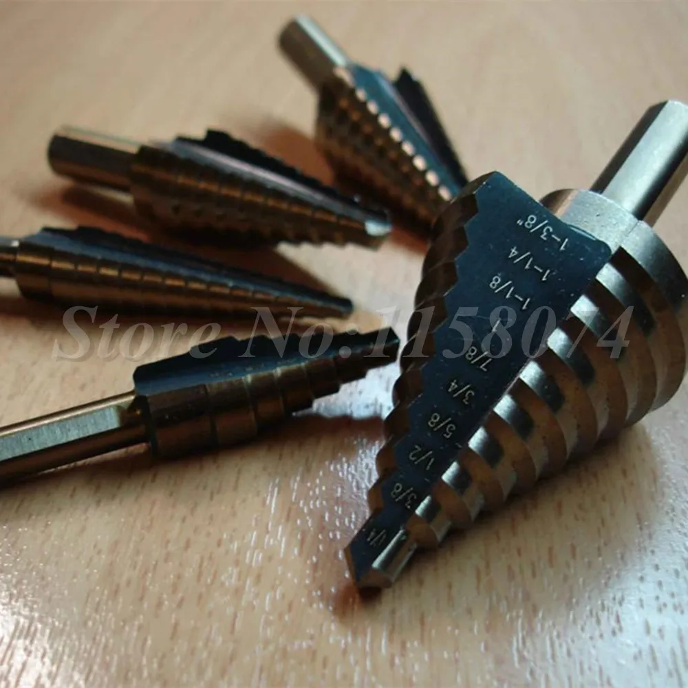 Aluminum Cobalt Coated 5pc Step Bit SAE Cutting Holes Metal Power Tool Drill Set