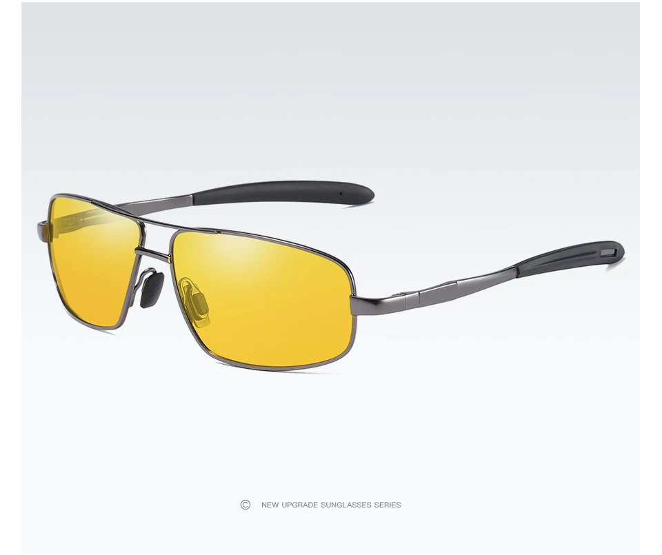 ELITERA, фирменный дизайн, поляризационные солнцезащитные очки для мужчин, тонкая квадратная оправа из сплава, мужские солнцезащитные очки для вождения, очки для путешествий - Цвет линз: grey night vision