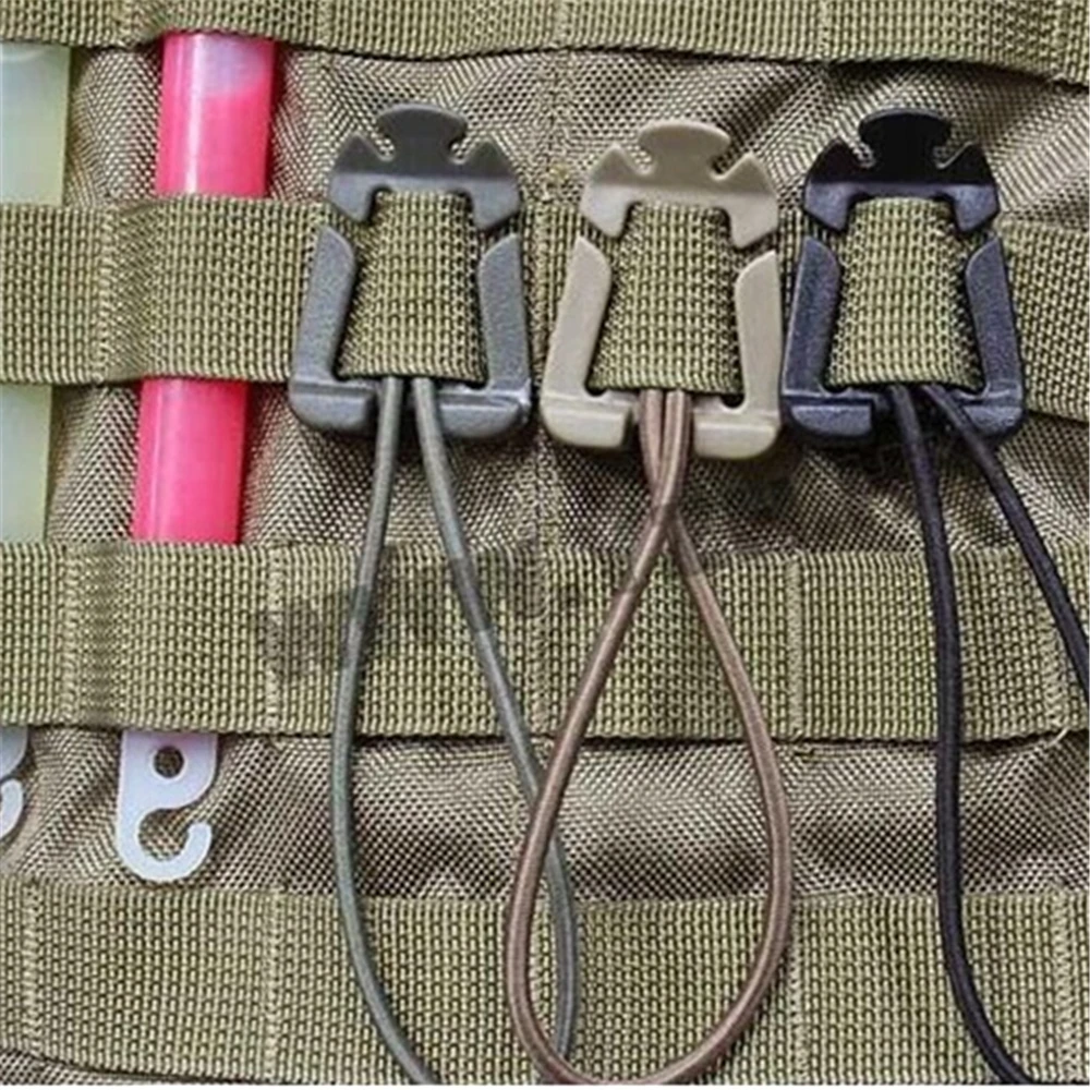 

10Pcs ITW MOLLE Military Nylon Webbing Tactical Buckle With Ribbon Elastic Rope For Outdoor Camping EDC Gear AA23-10P
