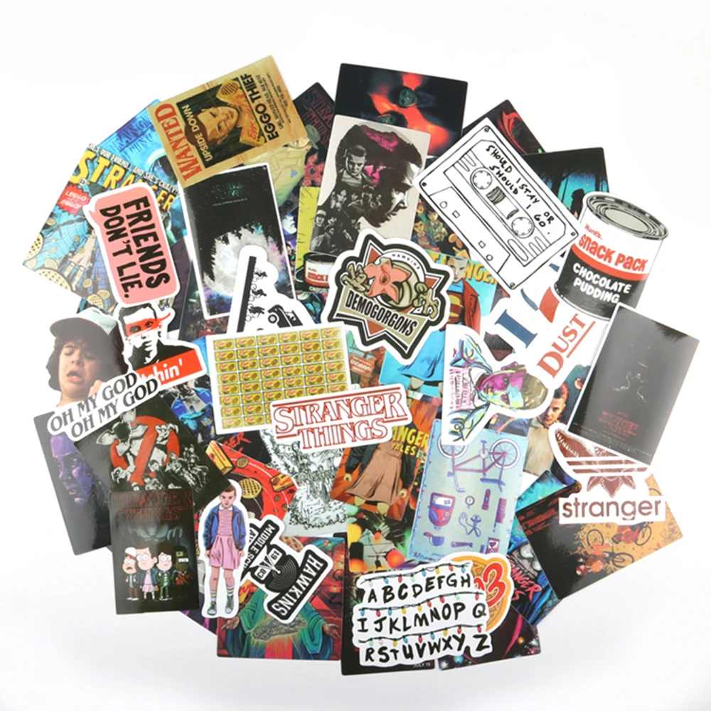 54Pcs Stranger Things 3 Stickers On the Laptop Skateboard Motorcycle Skate Car Anime Stickers Pack For Kids Toys Suitcase Decals