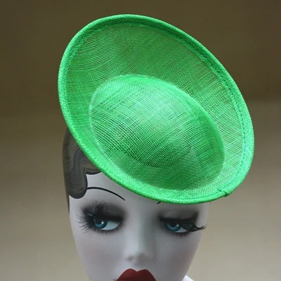 20 см круглая тарелка sinamay вдохновил шляпка набок различных мероприятий шляп база B063 - Цвет: Green