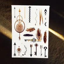 1PC Gold Flash Removable Tattoo Arrows Body Art Arm Sleeve Tattoo Paste Paper GYH-65 Indian Totem Feather Pattern Tattoo Sticker