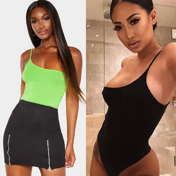 

Hirigin Women's Stretch Bodysuit Sleeveless One Shoulder Bodysuit Leotard Summer Jumpsuit