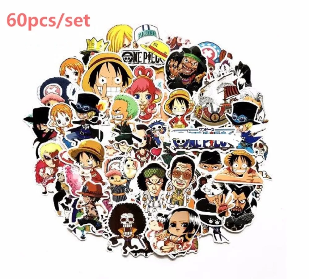 60 шт./лот аниме 2018 цельнокроеные наклейки Luffy для автомобиля ноутбука ПВХ Рюкзак