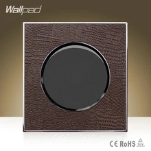 Wallpad Hotel Luxury Round 1 Gang 1 Way Goats Brown Leather UK Standard Push Button Wall