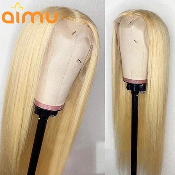 

613 Blonde Colored Transparent Lace Front Real Long Straight Human Hair Wig for Black Women Remy Brazilian Invisible Pre Plucked