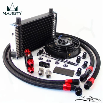 

13 Row Trust Oil Cooler Thermostat Sandwich Plate Kit +7" Electric Fan kit