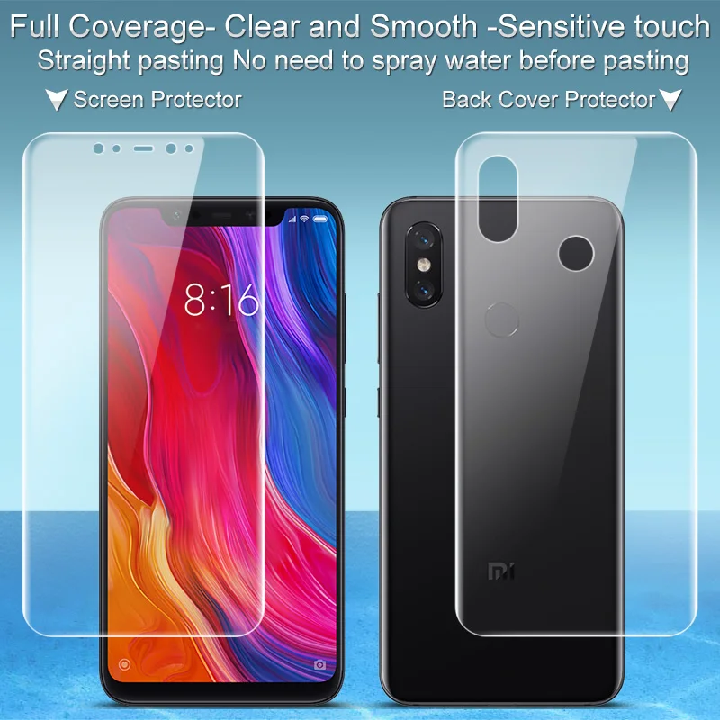 

Xiaomi Mi 8 Screen Protector IMAK 3D Full Cover 2Pcs Front + 2Pcs Back Soft Hydrogel Screen Protector For Xiaomi Mi 8 Mi8