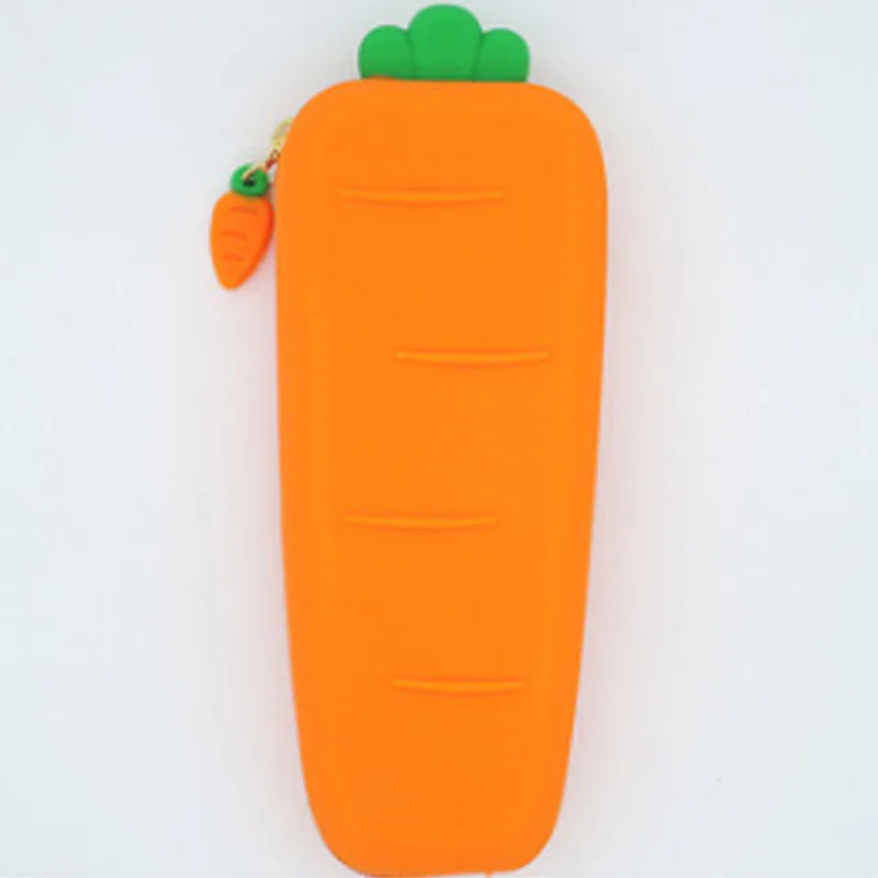 1 шт. Loofah кукуруза стиль пенал морковь квадратный большой Карандаш Чехол силиконовые канцелярские принадлежности мешок детский подарок Офисные поставки - Цвет: carrot