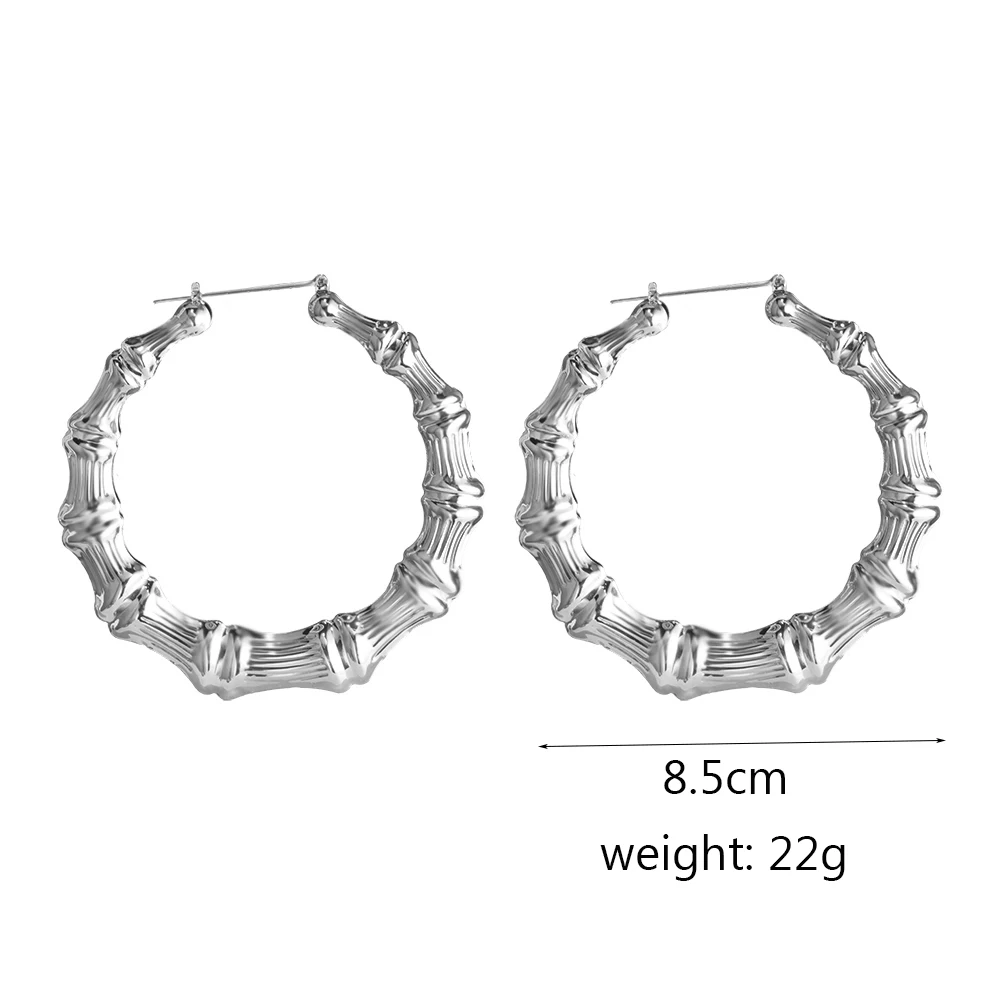 VIVILADY Punk Big Statement Bamboo Round Hoop Earrings Women Gold Color Basketball Wives Bijoux New Boho Jewelry Party Gift - Image 2