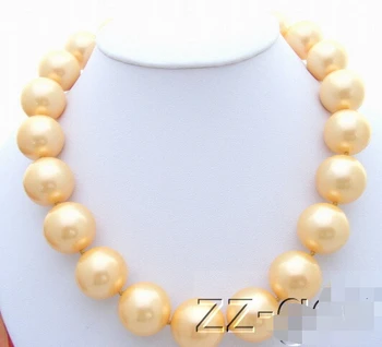 

20mm Golden Sea Shell Pearl Necklace AAA style Fine Noble real Natural