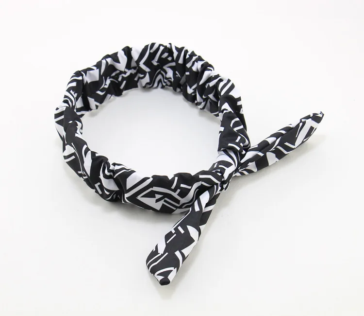 Для женщин Обувь для девочек Банданы для мужчин бантом Упругие Hairbands эластичный Женские аксессуары для волос с заячьими ушками лентой turband - Цвет: Черный