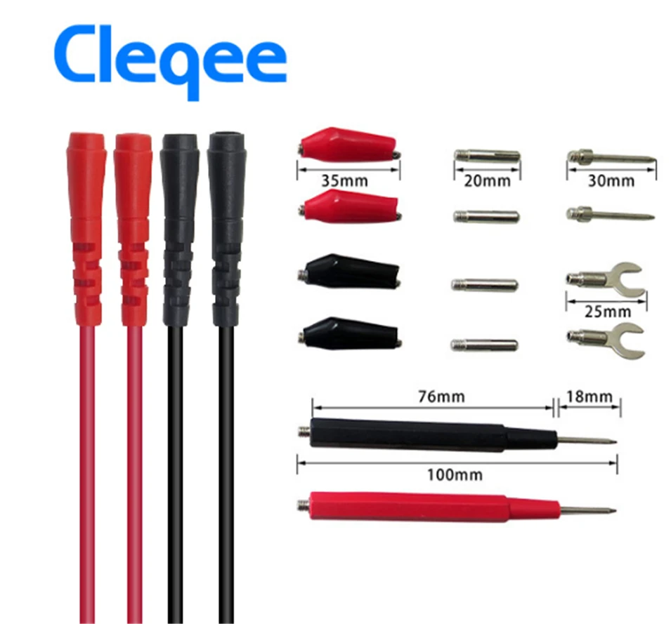 

Cleqee P1500 16 in 1 Test Leads kit Replaceable Test wires Probes for dgital Multimeter Test Leads crocodile clips U type probe