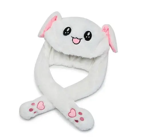 Kids Cute Plush Rabbit Pinching Bunny Ear Hat Can Move Airbag Cap Toy Gift for Kids Girls Girlfriend Women Accessories