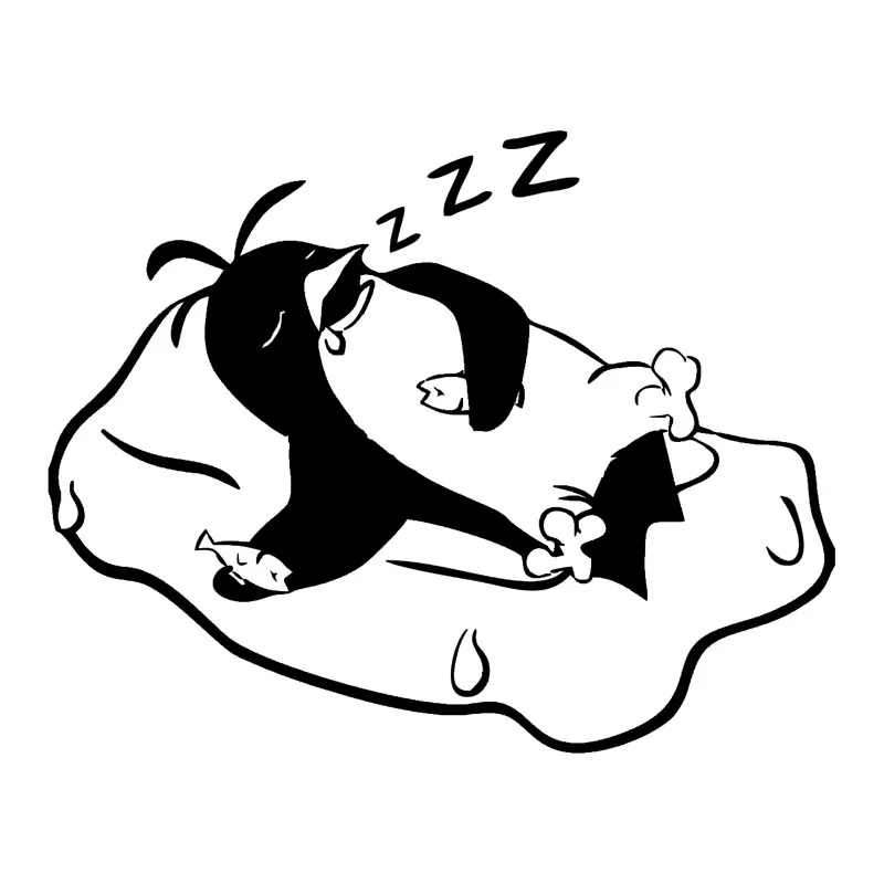 19.1*15.1CM Sleeping Penguin Catching Fish Interesting Car Styling Zoo