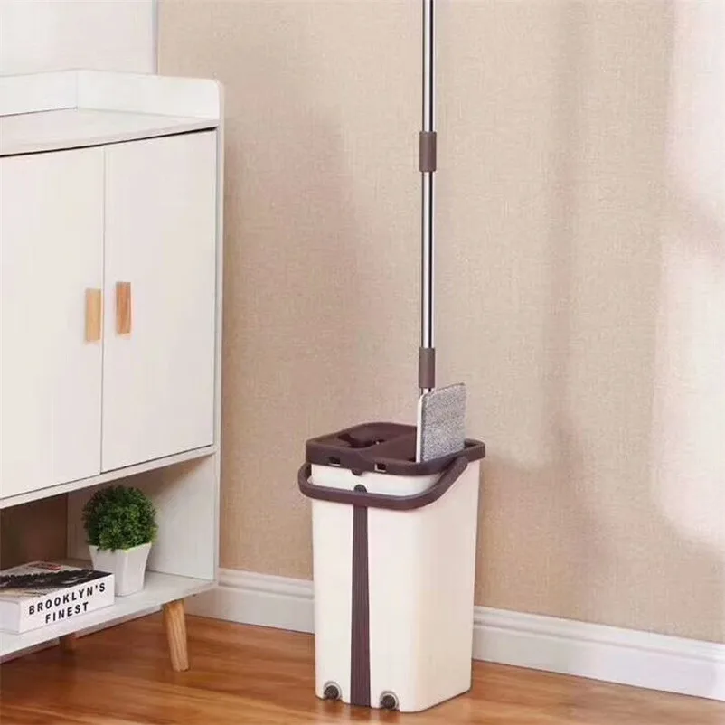 

Spin Mop With Microfiber Pads Bucket Magic Cleaning Mops Free Hand Flat Squeeze Mop Home Kitchen Floor Cleaner Mop Drop Shipping