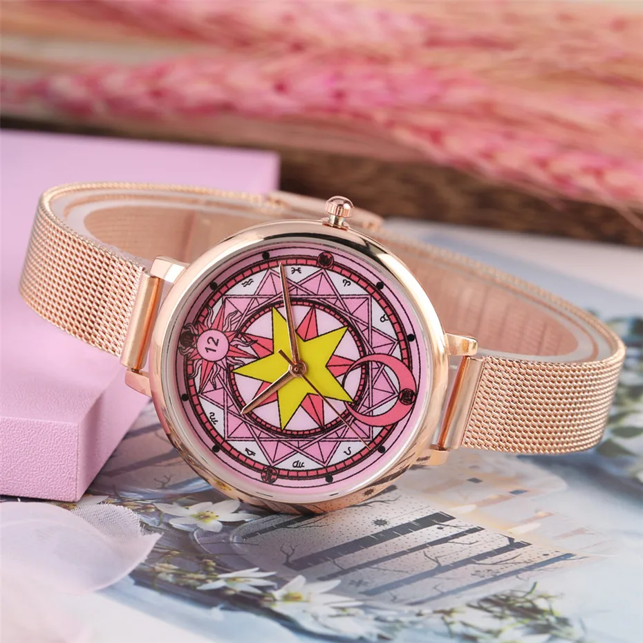 Сейлор Мун женские часы кварцевый механизм браслет из нержавеющей стали/кожаный ремешок милые розовые студенческие женские наручные часы Новинка