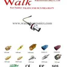 ВЧ-кабель: BNC c прямым разъемом для штекер mcx правый угол с rg179 кабель