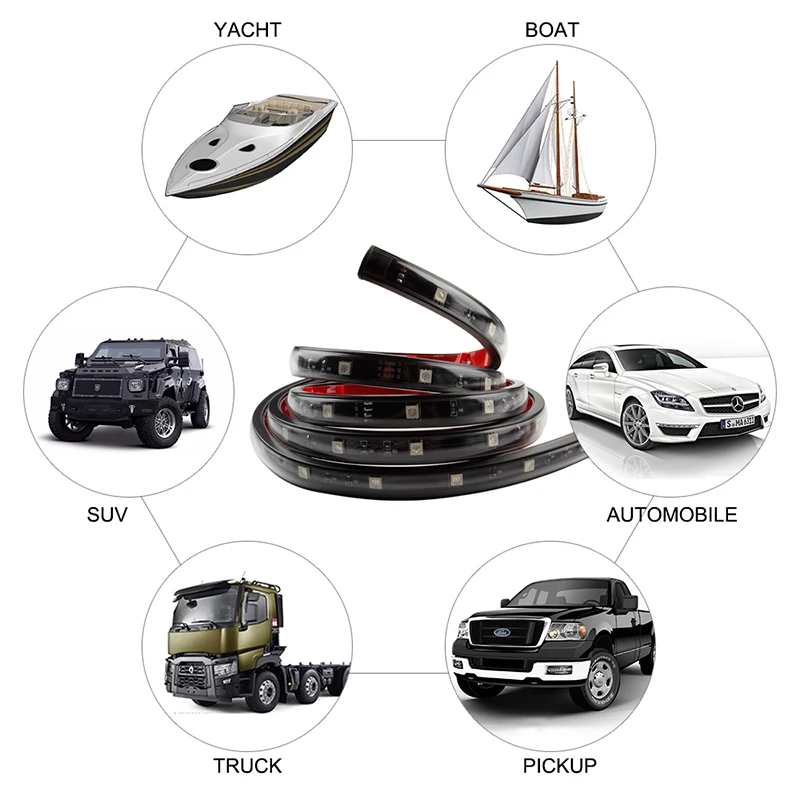 

OKEEN 2x150cm Million Color Wireless LEDGlow's Car Truck Bed Tailgate Underbody Side Marker LED Light bar Kit 5050 45SMD IP67