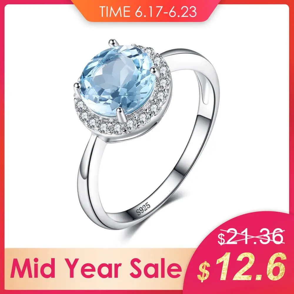 Jewelrypalace 2.7ct природные небесно-сине-белые топаз Halo Solitaire Обручение кольцо