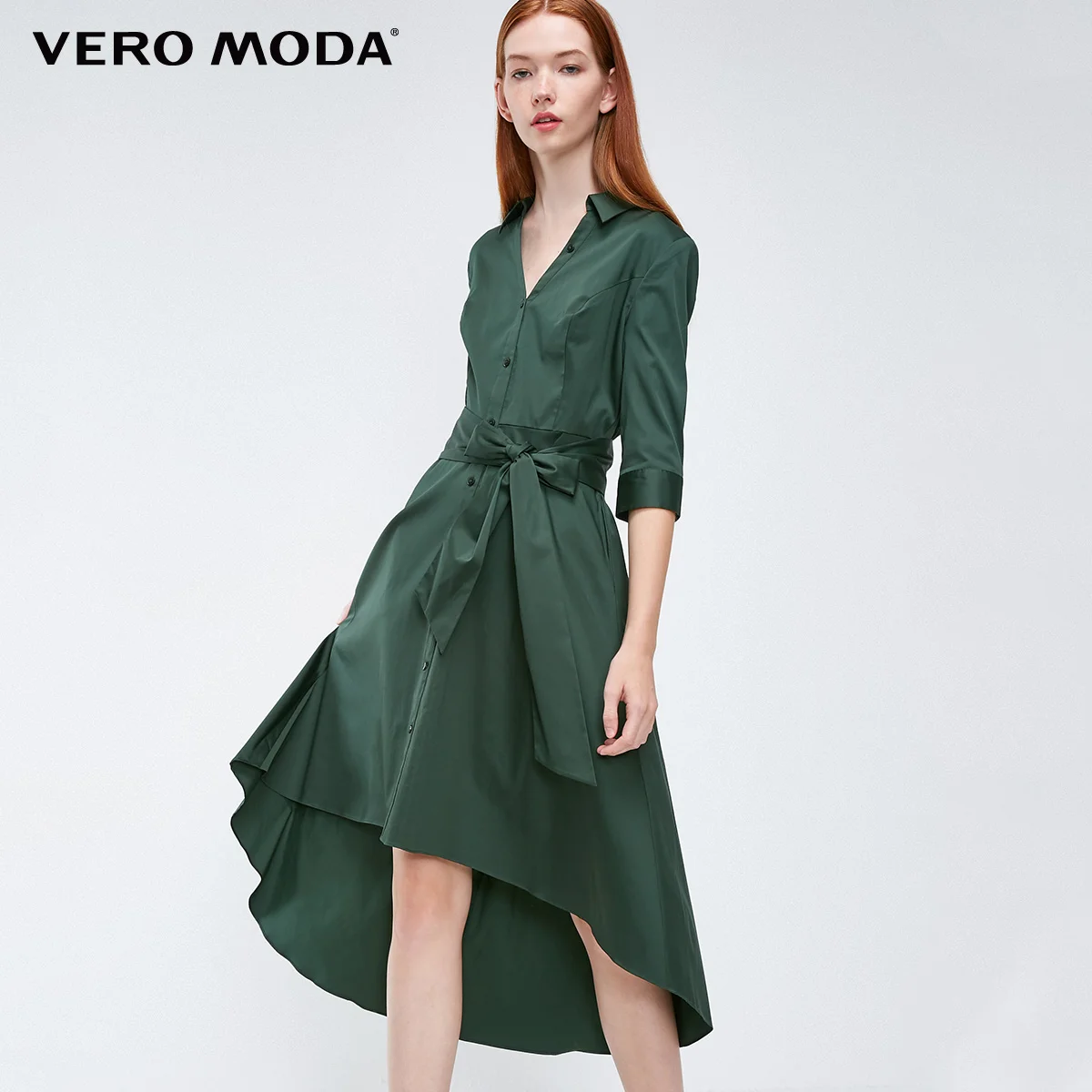 Vero Moda платье-рубашка с v-образным вырезом и рукавами три четверти | 31837C519 - Цвет: Dark safari s