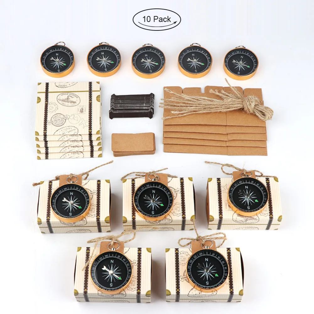 Wedding Gifts for Guest Suitcase Candy Gift Box Bag Christening Compass Favor Baptism Wedding Souvenir Party Decoration 10pcs