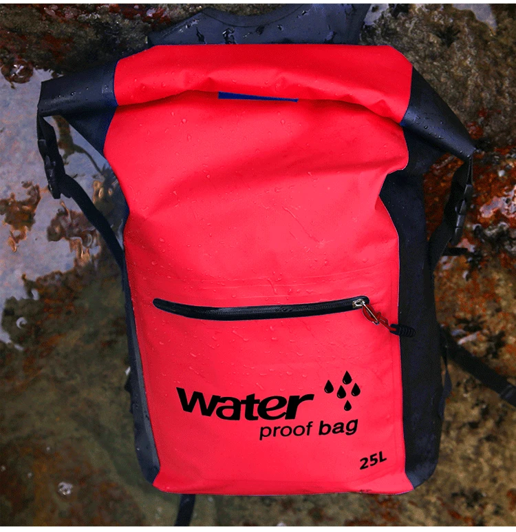 25L Waterproof Backpack Portable Storage Dry Bag Drifting Rafting Canoe Travel Kit Wet Cloth Beach Bags With Pocket (10)