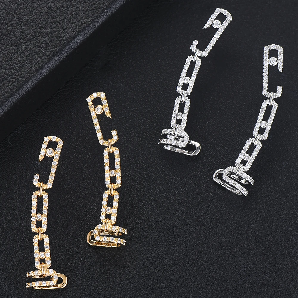 

GODKI Brand Famous Chic Stud EarringsCuff For Woman Punk Rock Boucle D'oreille Vintage Jewelry Dazzling Cubic Zircon Brincos2019