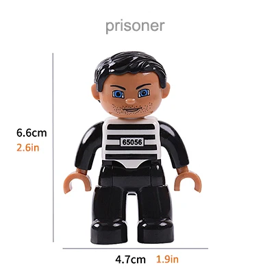 Строительные блоки большого размера персонаж семейный рабочий полицейский фигурки совместим с Duplo кирпичи образовательные игрушки для детей - Цвет: prisoner