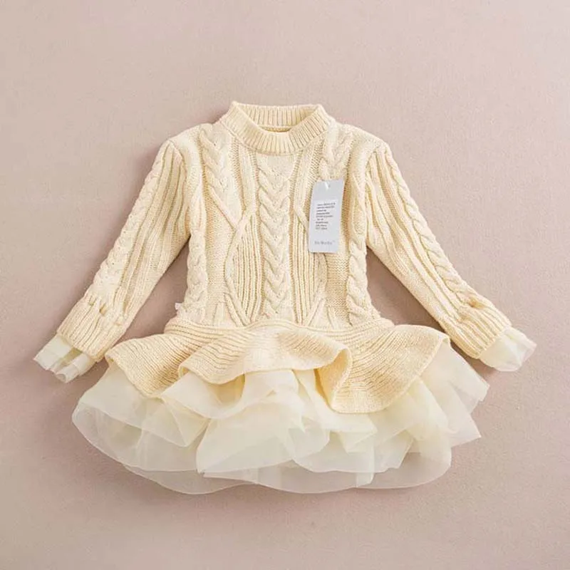 

Baby Girls Christmas Gift Pullover sweater Dress Costume children warm Autumn Winter Dresses Red color toddler girls Clothing