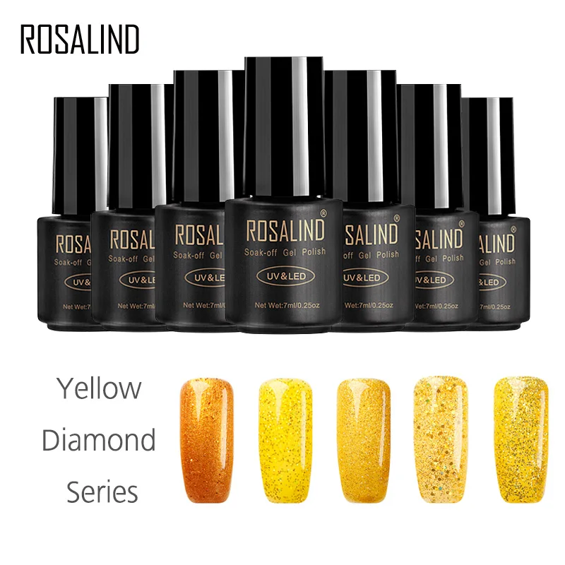 

ROSALIND Gel 1S YELLOW Diamond 7ML Color Glitter Nail Gel Polish Led UV Soak-off UV Gel Nail Polish
