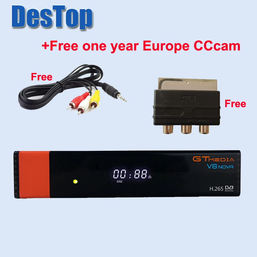 GTMedia V8 Nova DVB-S2 Freesat Satellite receiver+( 1 year Europe Spain Portugal Germany Polish CCcam 4clines )