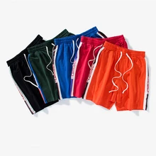 Летние шорты, мужские повседневные шорты для бега, мужские Модные шорты в полоску, шорты в стиле хип-хоп с эластичным шнурком, уличная одежда, WY019