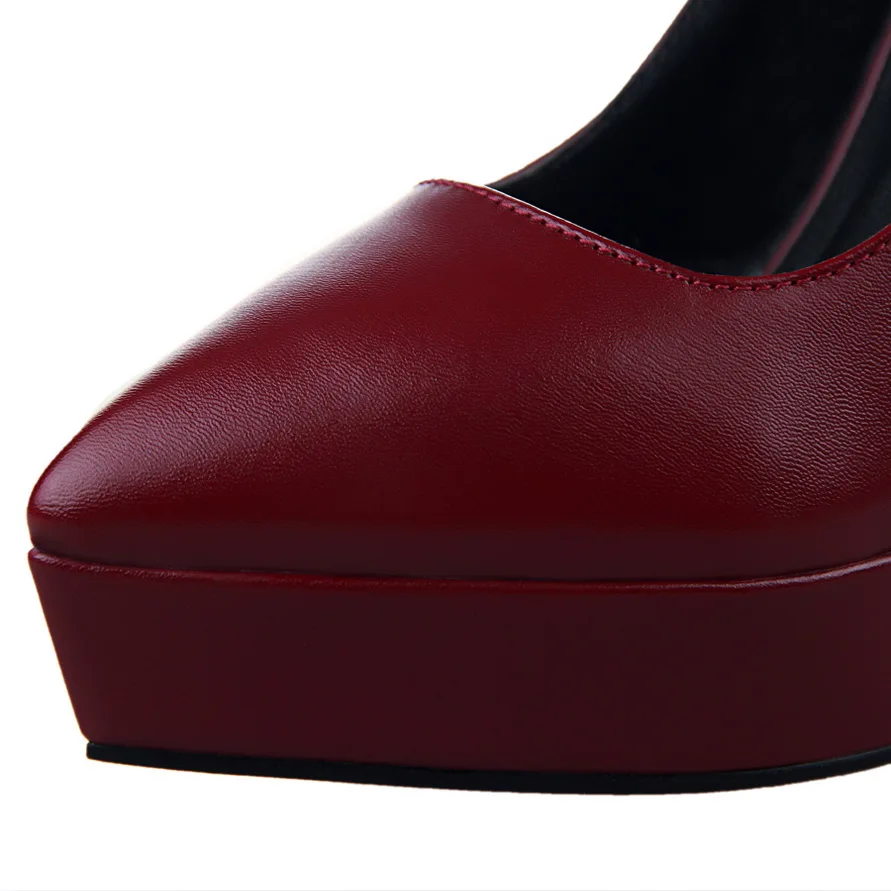 BIGTREE/модные кожаные туфли с острым носком женские туфли-лодочки женские тонкие туфли на высоком тонком каблуке 12 см с острым носком, водонепроницаемые