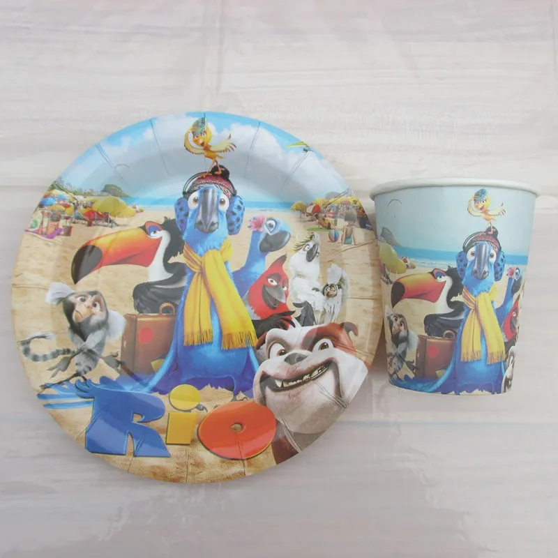 

Children Kids Birthday Party Rio Theme Pack Set Paper Cup+7inch Paper Plate Tableware