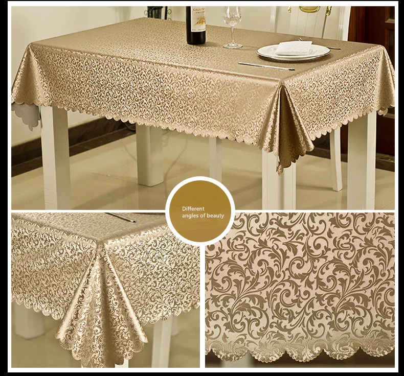  Luxury waterproof anti-hot oil table cloth Jacquard printed flower tablecloth pattern checked Recta