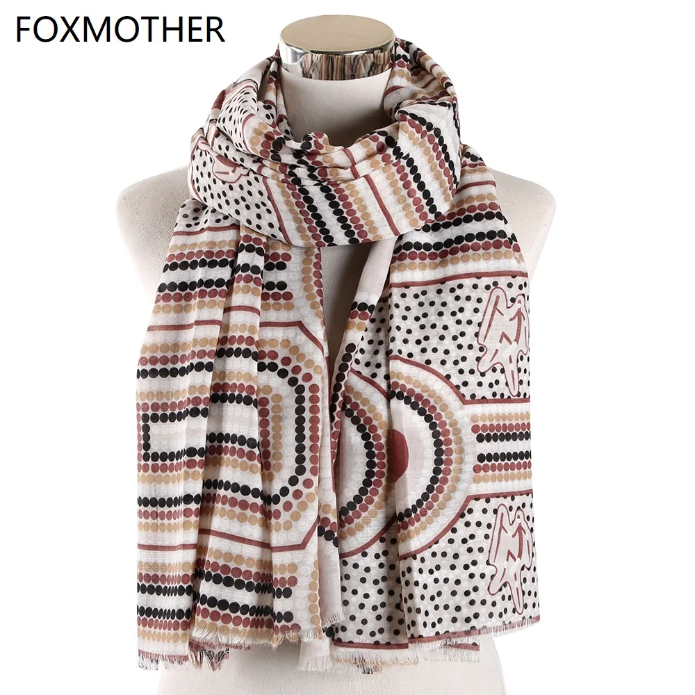 FOXMOTHER Винтажный женский шарф хиджаб Богемия платок sjaal bufandas шаль обертывания в горошек шарф осень и зима дамы