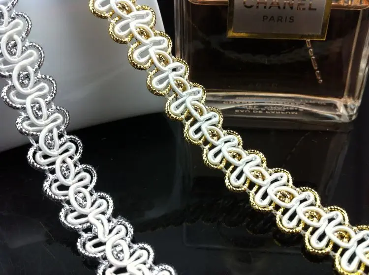 10 yard 1.5cm 0.59" wide gold/silver tapes braid lace trim ribbon