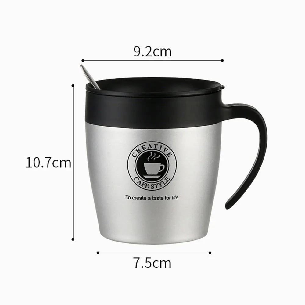 330 мл кофе кружка Вакуумная чашка термос нержавеющая сталь изоляцией воды чашки стакан с ручкой крышкой и ложка-мешалка офисные
