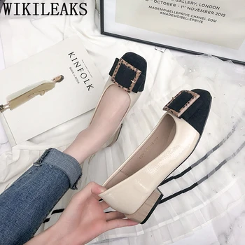 

Low Heel Shoes+female Square Heel Fashion Party Shoes Ladies Heels Bridal Shoes Woman Zapatos Fiesta Mujer Elegante Tacchi Donna