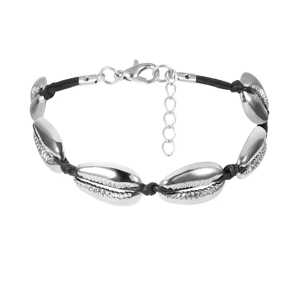

1Pcs Handmade Ankle Bracelet Boho Beach Shell Gold Silver Beads Hand Chain t Jewelry for Women and Girls New