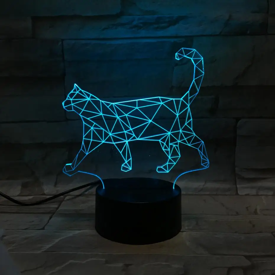 

Cat LED Night Light 3D Illusion 7 Color Changing Decorative Light Child Kids Girl Gift Animals Cute Cat Desk Night Lamp Bedside