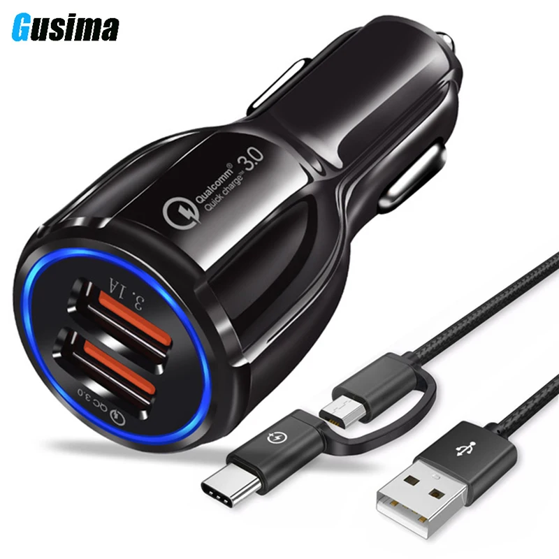 

Quick Charge 3.0 Car Charger For Mobile Phone Dual Usb Car Charger Qualcomm Qc 3.0 Fast Charging Adapter Mini Usb Car Charger