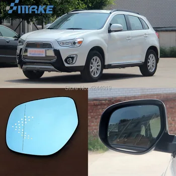 

smRKE For Mitsubishi ASX Car Rearview Mirror Wide Angle Hyperbola Blue Mirror Arrow LED Turning Signal Lights