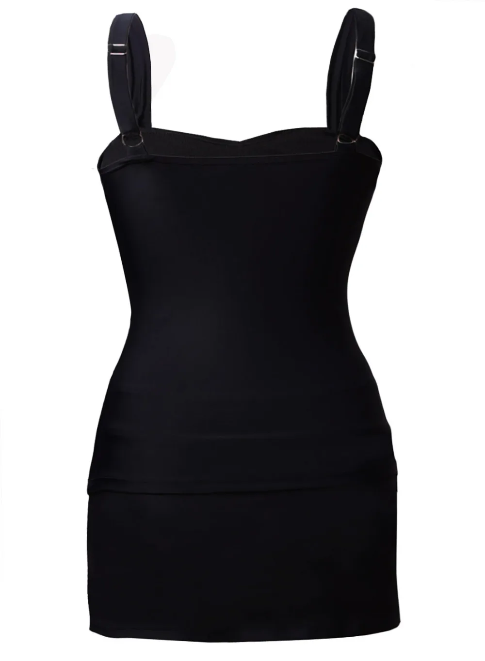 Black-Solid-Ruched-2pcs-Tankini-Skirted-Swimsuit-LC410023-2-7