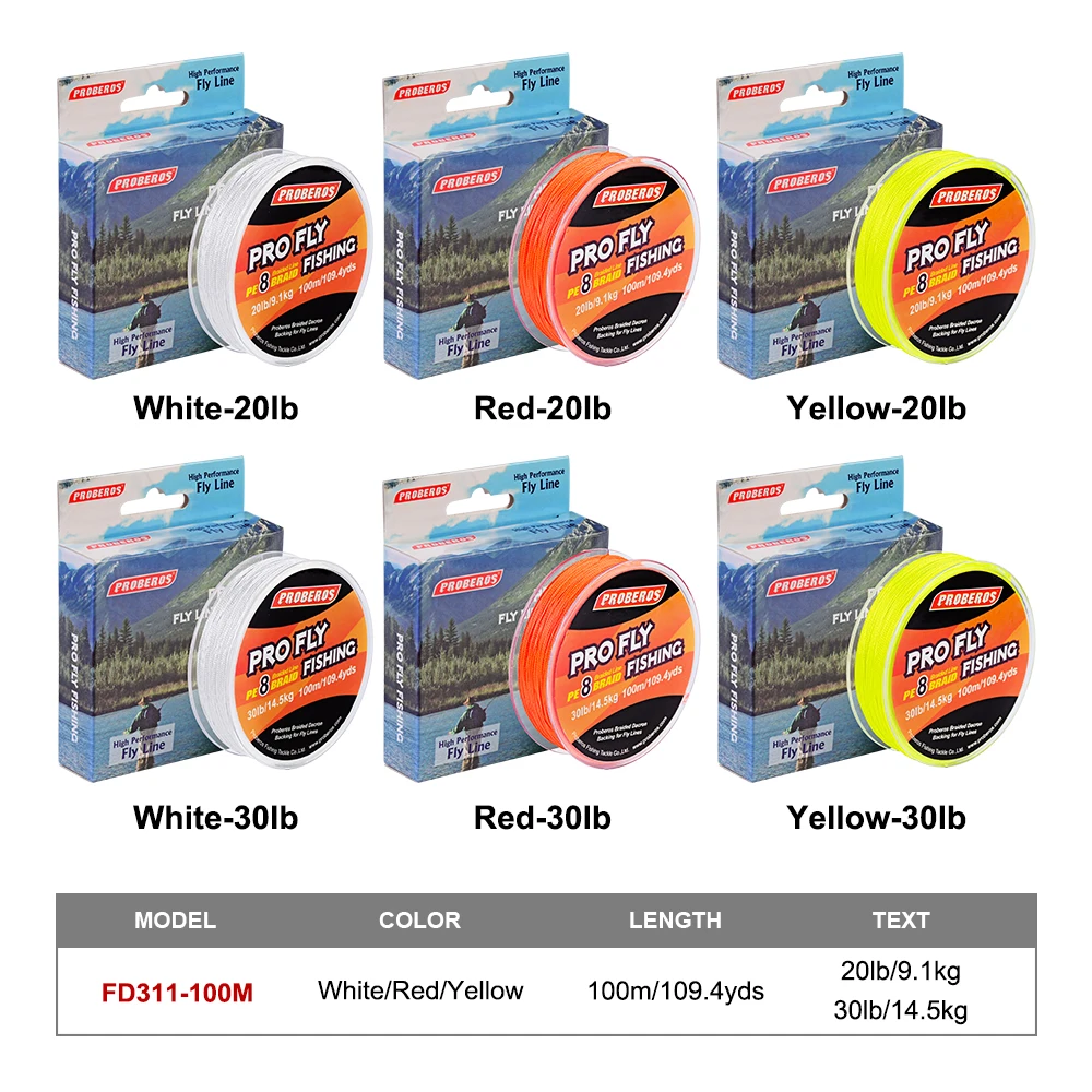 100 м sunlure серия Fly Line 20 фунтов/30 фунтов желтый/красный цвет рыболовная леска 8 ткет Fly рыболовная леска